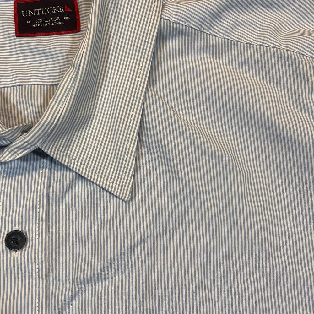 UNTUCKit Men’s‎ 2XL Blue Striped Long Sleeve Cotton Button-Down Shirt Preppy